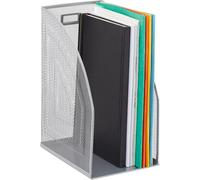 Metal File Box,Din A4,Straight,Large,Mesh,For Newspapers,Office,Hlp: 32 X 16 X 24.5 Cm,Silver