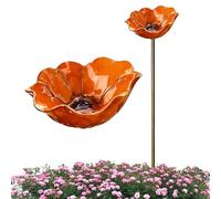 Metal Flower Garden Stake Bird Bath, Flower-Shaped Bee Watering Station for Garden,Colorful Butterfly Bee Bath Bowl Feeder for Outdoor Yard Decor