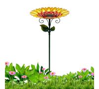 Metal Flowers Bird Bath, Sunflower Design Bird Feeder Baths Bowl, Sunflower Metal Stake Weather-Resistant Water Tray | Hummingbird Water Bowl Bath For Outdoor Garden Patio Courtyard Backyard Lawn Park