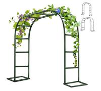 Metal Garden Arch Trellis for Climbing Plants Outdoor Pergola Arbor for Weddings & Parties, Adjustable 80-350cm Wide x 200-220cm High, Green, Sturdy & Elegant Design
