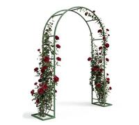 Metal Garden Arch Trellis for Climbing Plants, Sturdy Outdoor Rose Arbor 3.9FT 4.6FT 6.6FT 9.2FT Large Decorative Arches for Wedding Ceremony, Halloween Balloon Archway Stand(Green,W140xH230cm)