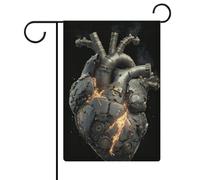 Metal Gears Drapeau anatomique en forme de cœur humain en toile de jute double face 30,5 x 45,7 cm