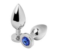 Metal Hard Anal Plug Diamond Blue Small 5.71cm 1 Unité