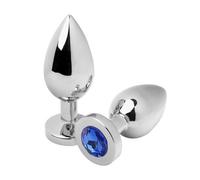 Metal Hard Anale Plug Diamond Bleu Medium 7.62cm 1 Unité