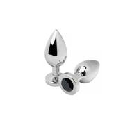 Metal Hard Anale Plug Diamond Noir Medium 7.62cm 1 Unité