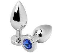METAL HARD Plug Anal avec Diamant Bleu, Acier, 7,62 cm, Submersible