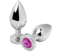 METAL HARD Plug Anal avec Diamant Rose, Acier, 5.71 cm, Submersible