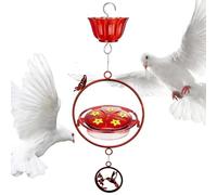 Metal Hummingbird Feeder, Round Animal, Bird Food Tray, 6.3x6.3x8.66 inches, Heavy Duty Outdoor Holder, Decorative Garden, for Lawn, Deck, Backyard, Patio, Birding Supplies