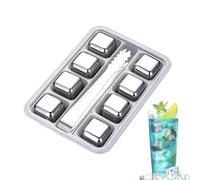 Metal Ice Cubes,8 Pieces Metal Chilling Whiskey Stones,Refreezable Ice Cubes - 6 * 4.4 * 1.2inch For Drinks Bourbon Whiskey Vodka Gin Liqueurs Wine Beer Lover Coffee Juice Soda Beverage Cocktails