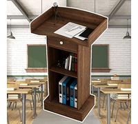 Métal incurvé avec support, étagère et tiroir réglables - Parfait pour les conférences, les salles de classe, l'enseignement et la prise de parole en public (marron)