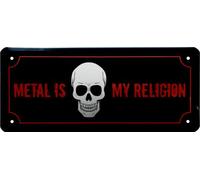 Metal is My Religion Heavy Metal Music Plaque en tôle décorative 28 x 12 cm