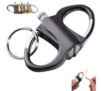 Metal Keychain Lighter, 2025 New Lighter Key Chain, Fire Starter Key Ring, Permanent Match Keychain, Novelty Metal Match Keychains, Mini Waterproof Lighters, for Outdoor Mountaineering (Black)