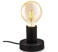 Métal Lampe de table,douille E27,lampadaire avec prise et interrupteur, jusqu'à 40W,lampe décorative pour Edison rétro industriel,pour salon,chambre et bureau,Lampe de chevet,café, bar(noire)