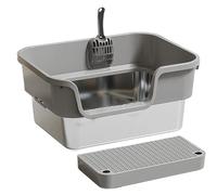 Metal Litter Box | Easy Cleaning Pet Toliet Tray,Metal High Sided Cat Pan - for Small Animals Indoor Corner Apartment Bedroom Balcony Terrace Garden