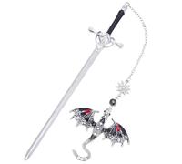 Metal Marque Page, Marque pages Dragon, Antiquité Marque Page, Marque-Page éPée Livré Avec un Pendentif, Pour Les Amateurs De Lecture Cadeau Amusant Pour Les Femmes Et Les Hommes(Argent)