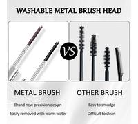 Metal Mascara, Long Lasting Metal Rod Mascara, Non-Clumping Flake Proof Bristle Less Metal Mascara, Smudge Proof Mascara Metal Wand, 01 Black