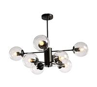 Métal Milieu Du Siècle Branche Pendant Lumière De Plafond Appareil Nordique Boule De Verre Spoutnik Lustre Éclairage E27 Lampes Pour Hallway Bar Cuisine Salle à Manger-Abat-jour Transparent 8 Têtes