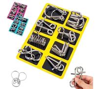 Metal Montessori Puzzle Solving, Metal Puzzle Rings Brain Teaser Puzzles Games, 3D Ring Solving Thinking for Adults and Kids (A)