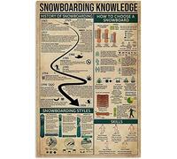 Métal Mur Affiche Connaissance du Snowboard Histoire du Snowboard Art Décoration Vintage Métal Tôle Signe Aluminium Tin Sign Metal pour Chambre, Bar, Café 30x40cm