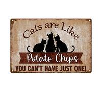 Métal Mur Affiche Les Chats Sont Comme Des Chips, On Ne Peut Pas En Avoir Qu'Une Seule Tin Sign Unique Wall Sticker Rétro Affiche En Métal Pour Club Café Bar M