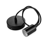 Metal Pendant Lamp, E27 Lamp Holder with Cable, 100cm Pendulum Cable, Suspension Cable, Ideal for Ceiling Lighting, Black/YY