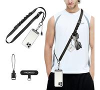 Metal Phone Lanyard, Mobile Phone Lanyard With Detachable Handsfree Strap, Smartphone Neck Strap For Travel, Hiking And Daily Travel, Dark Black