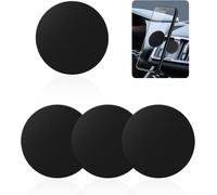 Metal Plates Set Of 4 For Magnetic Car Phone Holder, Thin Metal Plate With Adhesive For Phone Magnet (Black-Round)