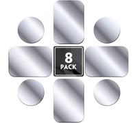 Metal Plates Set Of 8 For Magnetic Car Phone Holder, Thin Metal Plate With Adhesive For Phone Magnet - 4 Round And 4 Rectangles