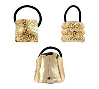 Metal Ponytails Cuffs, 3X Elastic Hair Ties, Damage Elegant Retro, Geometric Design Gold Hair Ties Daily, Metal Hair Ties, Easy To Use, Portable for Work Dating