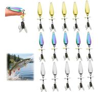 Metal Propeller Fishing Lure for Catching Fish,3D Bionic Lures de pêche en métal,Spinning Blade Bass Trout Soft Leurres Swimbait,Sequin Lure Bionic Fly Hook for All Kinds of Fishing (15 PCS, Medium)