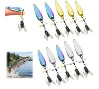 Metal Propeller Fishing Lure for Catching Fish,3D Bionic Lures de pêche en métal,Spinning Blade Bass Trout Soft Leurres Swimbait,Sequin Lure Bionic Fly Hook for All Kinds of Fishing (10 PCS, Medium)