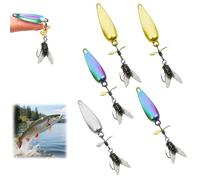 Metal Propeller Fishing Lure for Catching Fish,3D Bionic Lures de pêche en métal,Spinning Blade Bass Trout Soft Leurres Swimbait,Sequin Lure Bionic Fly Hook for All Kinds of Fishing (5 PCS, Small)