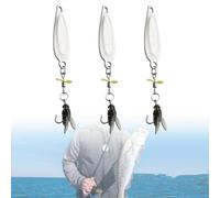 Metal Propeller Fishing Lure for Catching Fish, 3pcs Sequin Lure Fly Hooks, 3D Bionic Swimming Bait, Fish-Attracting Sequin Bait with Floating Rotating Tail for All Kinds of Fish (3pcs,Sliver,S)