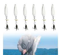 Metal Propeller Fishing Lure for Catching Fish, 3pcs Sequin Lure Fly Hooks, 3D Bionic Swimming Bait, Fish-Attracting Sequin Bait with Floating Rotating Tail for All Kinds of Fish (6pcs,Sliver,M)