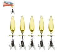 Metal Propeller Fishing Lure for Catching Fish, Fly Spinning Propeller Metal Sequin Soft Bait, 3D Bionic Swimming Bait, Comes with Scent (3G,Gold*5pcs)