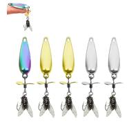 Metal Propeller Fishing Lure for Catching Fish, Fly Spinning Propeller Metal Sequin Soft Bait, 3D Bionic Swimming Bait, Comes with Scent (5.5G,Mix*5pcs)