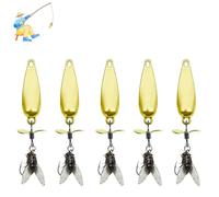 Metal Propeller Fishing Lure for Catching Fish, Fly Spinning Propeller Metal Sequin Soft Bait for, Long Cast Metal Sequins Propeller Fishing Lure, for All Kinds of Fishs (4.5g Gold 5pc)