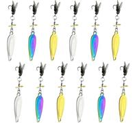 Metal Propeller Fishing Lure for Catching Fish, High-Vibration Flash Attracto, Spinnerbait 3D Eyes Bait with Propeller for All Kinds of Fish (12PCS Mix,4.5g)