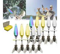 Metal Propeller Fishing Lure for Catching Fish, Spinnerbait 3D Bionic Swimming Bait, Fish Bites Saltwater Bait, Sequin Lure Fly Hook, High-Vibration Flash Attracto for All Kinds of Fish (L-5.5g,10PC)