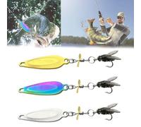 Metal Propeller Fishing Lure for Catching Fish, Spinnerbait 3D Bionic Swimming Bait, Fish Bites Saltwater Bait, Sequin Lure Fly Hook, High-Vibration Flash Attracto for All Kinds of Fish (M-4.5g,3PC)