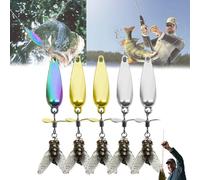 Metal Propeller Fishing Lure for Catching Fish, Spinnerbait 3D Bionic Swimming Bait, Fish Bites Saltwater Bait, Sequin Lure Fly Hook, High-Vibration Flash Attracto for All Kinds of Fish (S-3g,5PC)