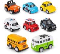 Métal Pull Back Voiture, 8 Pcs Ensemble de Mini Voiture Moulée sous Pression, Coche de Policía .Enfants Jouets Friction Véhicules, pour âgés de 3 à 12 Ans, Filles, Garçons, Enfants