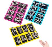 Metal Puzzle Ring 24 Piece Set, Metal Puzzles Brain Teasers, Metal Ring Puzzle, Brain Teaser Puzzles for Adults Kids, Educational Intellectual Toys