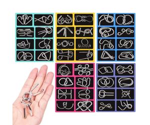 Metal Puzzles - 40 Pieces Metal Wire Puzzle Toy for Logic Test, 7.09x5.51x0.79 inches Mind-Challenging Game - for Adults Casual Party Travel Home Office School Birthday Christmas