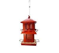 Metal Retractable Bird Feeder - Outdoor Suspended Multi-Layer Design with Habitat and Multiple Feeding Ports, Can Attract Various Birds to Your Garden, Suitable for Outdoor Bird Feeding (Red)