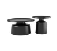 Metal Ronde Table Basse Correspondance Classique des Couleurs Noir et Blanc Technologie de Surface IncurvéE SpéCiale AdaptéE au Salon au Canapé Black + Black 27.6*27.6*15.7in + 19.7*19.7*19.7in