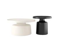 Metal Ronde Table Basse Correspondance Classique des Couleurs Noir et Blanc Technologie de Surface IncurvéE SpéCiale AdaptéE au Salon au Canapé White + Black 27.6*27.6*15.7in + 19.7*19.7*19.7in