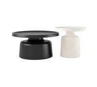 Metal Ronde Table Basse Correspondance Classique des Couleurs Noir et Blanc Technologie de Surface IncurvéE SpéCiale AdaptéE au Salon au Canapé Black + White 27.6*27.6*15.7in + 19.7*19.7*19.7in