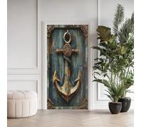 Métal Rouillé Sticker Mural Sticker Porte, Vintage Autocollants De Porte Muraux Décoration Poster Murale, Navigation Stickers de Porte Imperméable Vinyle 80x200 cm YEr160