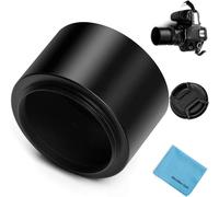 Metal Screw-On Focus Telephoto Lens Hood with Center Clip Lens Cap for Canon Nikon Sony Pentax Olympus Fuji Sumsung Leica Camera + Cleaning Cloth
